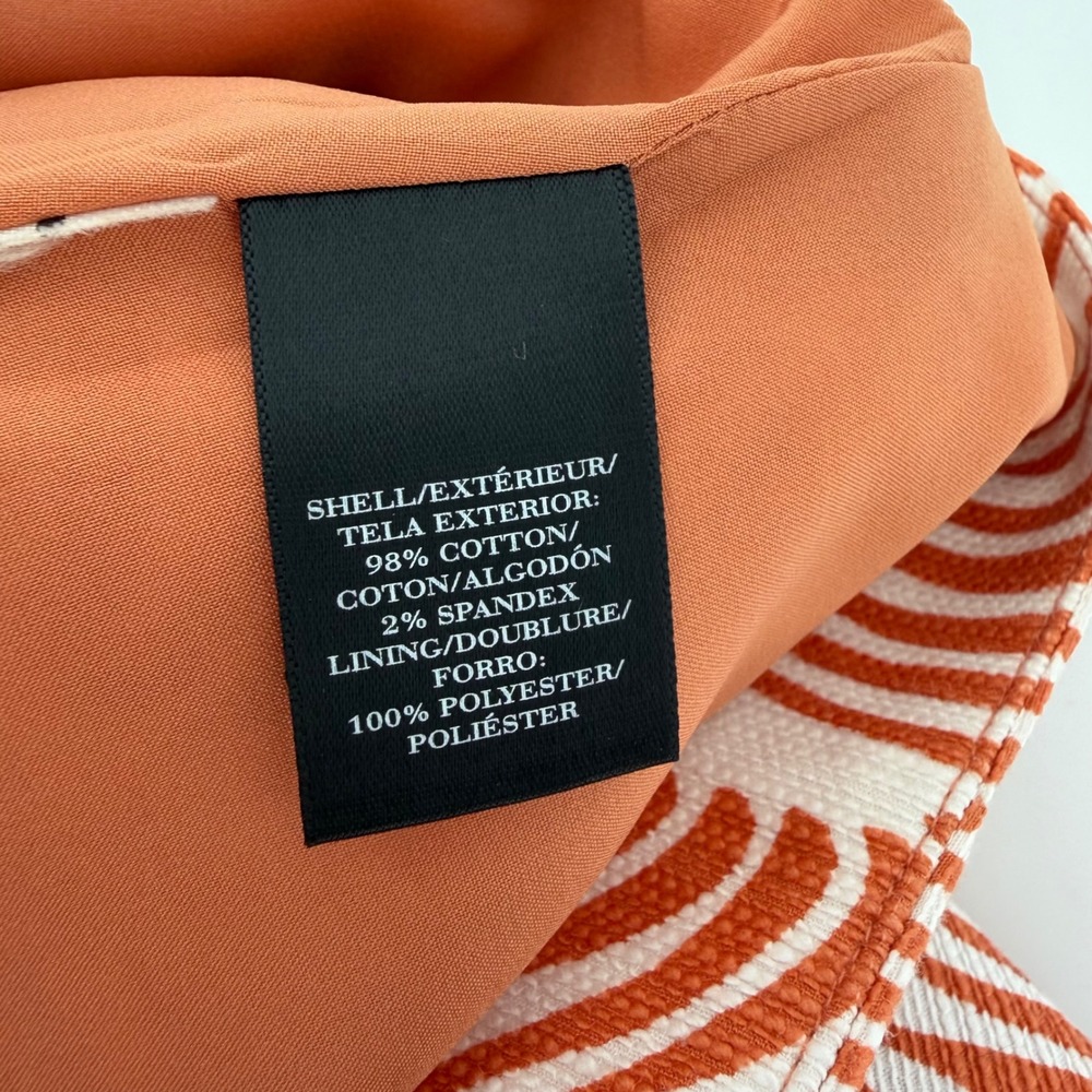 Ann Taylor Womens 2 Orange White Pencil Skirt Abstract Wave Cotton Blend Zip - Picture 4 of 6